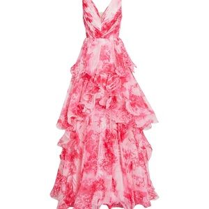 MARCHESA NOTTE
Pink Tiered printed chiffon gown